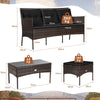 3 PCS Patio Conversation Set w/Tempered Glass Coffee Table-Black