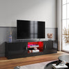Black High Gloss 150cm TV Stand Cabinet with LED Lights 2 Doors for Living Room