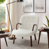 Lambwool Armchair Recliner Chair Button Back Occasional Sleeper Sofa w/Footstool