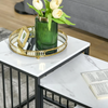 New Loft Range Modern Set Of 2 Marble Effect Nest Of Table With Metal Frame