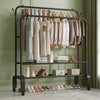Rolling Double Clothes Rail Hanging Rack Garment DisplayStand Shoe Storage Shelf