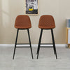 2x Brown PU Bar Stools Restaurant Bar Stools Diamond Soft Padded Seat Back Metal