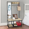 Modern Mirror Metal Coat Rack Stand with Shoe Storage Hallway Furniture 8 Hooks