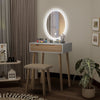Dressing Table Vanity Set Make up Desk with Dimmable LED Light Mirror Stool Wood