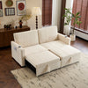 3 Seater Sofa Bed 207 cm Convertible Pull Out Sofa Bed with Cup Holders Beige