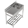 Commercial Sink Stainless Steel Kitchen Single Sink Catering Wash Table +Worktop
