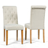 Dining Room Chairs Set of 2 Parson Accent Diner Chairs w/ Solid Wood Legs Beige