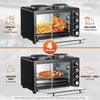 36L Mini Oven Hob Cooker Grill With Electric Hob Double Hotplate Tabletop Vuhued