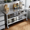 59"x23.6"Stainless Steel Work Bench Commercial Catering Table Food Prep w/Wheels