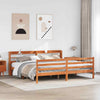 Bed Frame with Headboard Wax Brown 200x200 Solid Wood Pine I8Q7