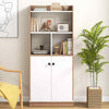 Wooden 4-Tier Bookcase Freestanding Display Unit with 2 Doors & Open Shelves