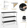 Folding Camping Table Portable Picnic Table 2-Tier Open Shelves-Black
