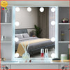 Vanity Dressing Table With LED Lighted Mirror Drawer 6 Open Shelves Makeup Desk