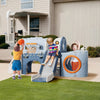 Toddler Slide Set,8in1 Kids Slide Playset wBasketball Hoop and Tunnel Playground