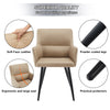 2x Faux Leather Dining Chairs Kitchen Dining Room Office Metal Legs Beige