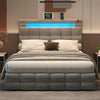 Hydraulic Ottoman Storage Bed 4ft6 Double Upholstered Bed Frame with LED Grey