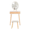 Dressing Table Vanity Set Make up Desk with Dimmable LED Light Mirror Stool Wood