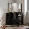 Modern Vanity Set Black Dressing Table Makeup Desk with Mirror 5 Drawers Stool