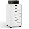 Office Cabinet Mobile Cabinet 7 Drawers with Wheels White