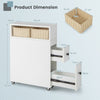 Slim Bathroom Storage Cabinet Narrow Rolling Storage Organizer w/ 2 Drawers