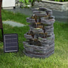 Garden Water Feature Outdoor Solar Power Cascading Water Fountain with LED Light
