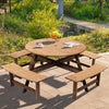 Interlocking Wooden Garden Beer Table & Bench Set Outdoor Patio Bar Dining Table