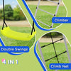 4-in-1 Garden Swing Set with Two Swings, Climber, Climbing Net, for Outdoors