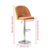 Set of 2 Modern Velvet Bar Stools Breakfast Home Kitchen Chair Bar Bistro Orange