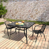 Black Glass Rect/Round/Square Garden Table Bistro Outdoor BBQ Patio Dining Table