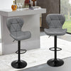 Set of 2 Swivel Barstools Grey PU Leather Bar Chairs Kitchen Pub Counter Stools