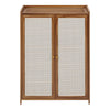 Shoe Cabinet Storage Cupboard Footwear Stand Rack Wooden Double Rattan Doors UK
