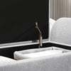 Storage Ottoman with Armrest, Upholstered Linen Storage Bench