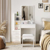 White Dressing Table with Mirror Stool 6 Tiers 4 Drawers Bedroom Dressing Table
