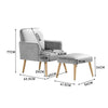 Single Sofa Armchair with Footstool Velvet Lounge Chair Cushion Seat Wooden Legs
