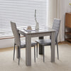 Small Space Dining Set 3Pcs Square Dining Table+ 2 Dining Chairs Set Grey Wooden