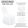 100x White Pleated Skirt Chair Covers Seat Protector Slip Stretch Dining Wedding