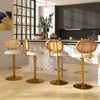 Set of 2 Bar Stools Adjustable Swivel Upholstered Velvet Pub Dining Chairs