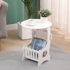 Round Coffee Table Sofa Side Table with Storage Bedside Tables White