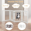 4-Panel Folding Dog Gate Freestanding Dog Pet Safety Fence Wooden Puppy Gate