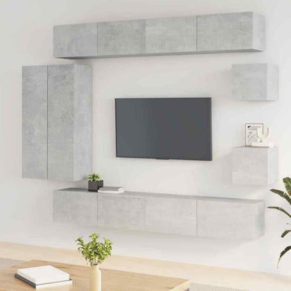 8 Piece TV Cabinet Set Concrete Grey Engineered Wood