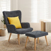 Modern Fabric Accent Chair with Ottoman Set Comfy High Back Armchair Home Office