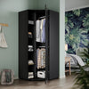 Modern Corner High Gloss Mirrored Black Wardrobe Door with Hanging Rail Shelves