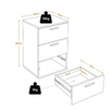 White Bedside Table with 3 Drawers and Metal Handles for Bedroom