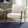 Retro Wood Armrest Occasion Armchair Single Sofa Metal Frame Cushioned Chair