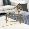 Round Coffee Table Home Office Stylish Tempered Glass Accent Side Table