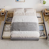 4FT6 DOUBLE BED LINEN FABRIC UPHOLSTERED BED FRAME WITH 4 STORAGE DRAWERS GREY