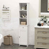 Freestanding Bathroom Storage Cabinet with 3 Open Shelves & Door Cabinet White