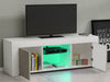 Modern TV Unit Stand Cabinet Grey High Gloss Doors & White Matt Body LED Lights