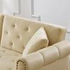 MODERN FABRIC SOFA BED LOVESEAT CLICK CLACK SOFA SETTEE RECLINER COUCH, BEIGE