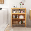 Bamboo Side Storage Organizer Bathroom Floor Cabinet w/ Double Doors